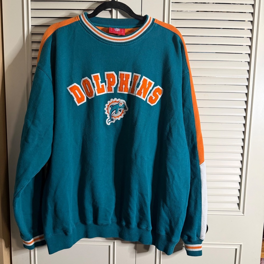 Vintage 90s NFL Miami Dolphins Sweatshirt Mens XL Embroidered Logo Fleece